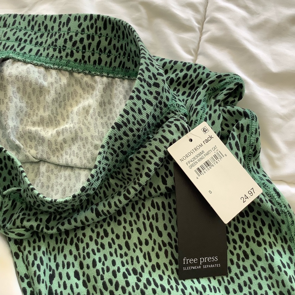 Free Press Lounge Pants Joggers Size S Green Wing Party Cat Drawstring NWT - Picture 8 of 9